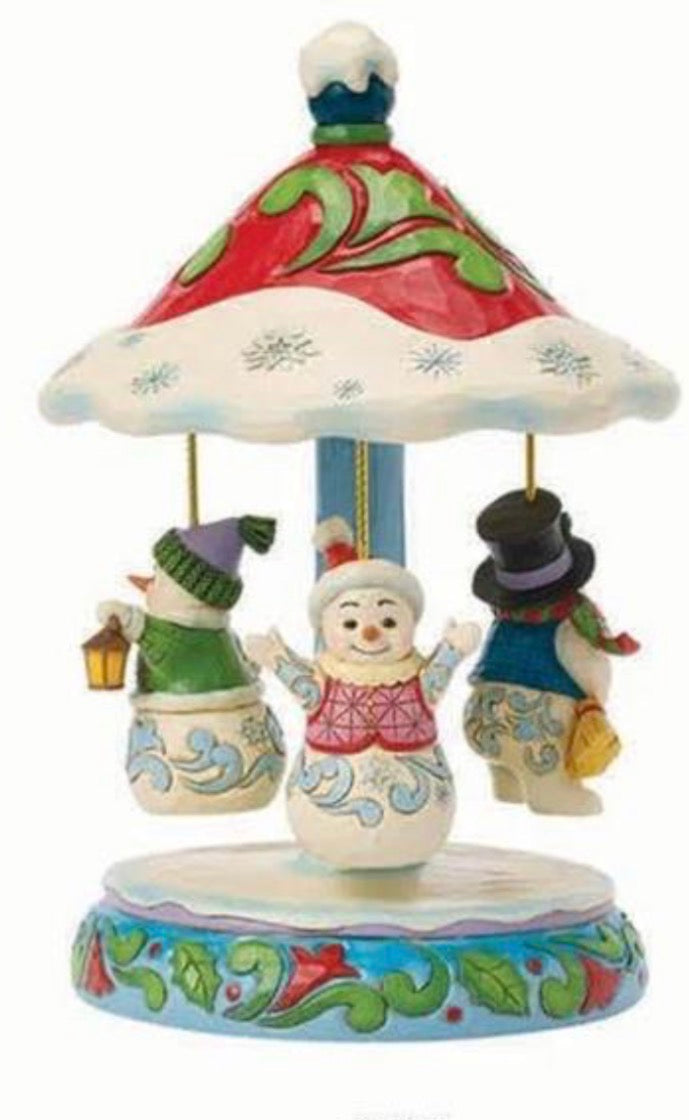 Rotating Snowman Carousel Figure