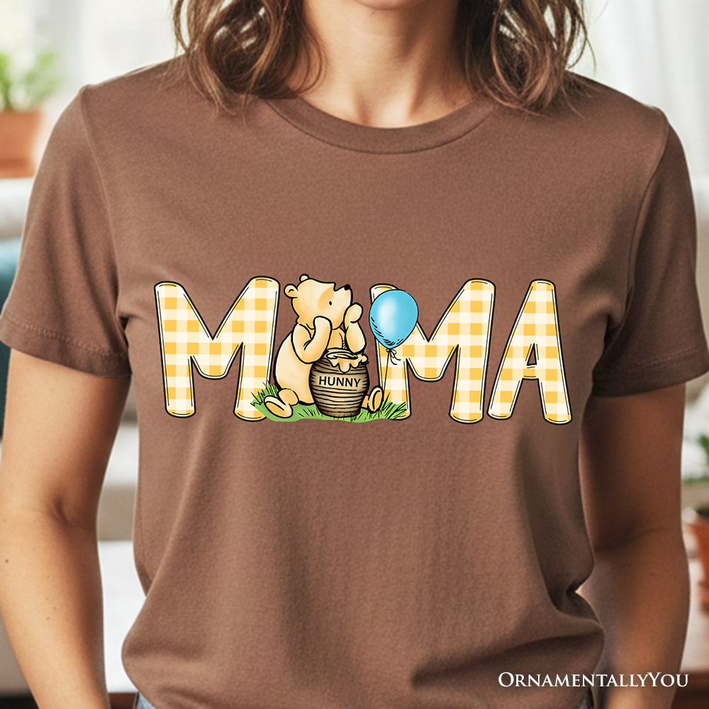 Gingham Bear Mama T-Shirt, Honey Bear Family Tee