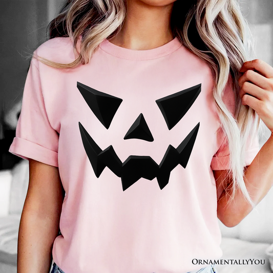 Scary Pumpkin Face T‑Shirt, Minimalist Tee with Spooky Flair