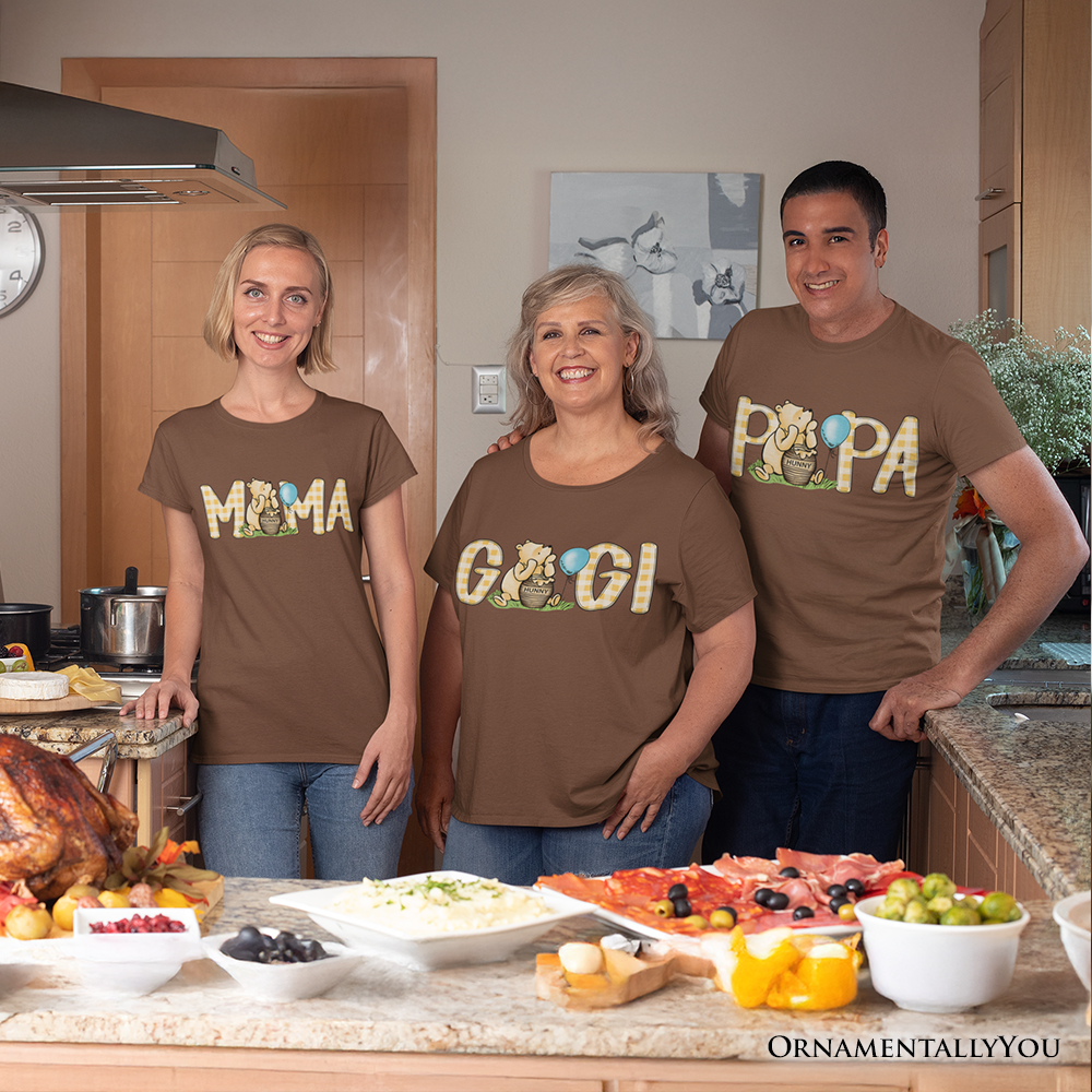 Gingham Bear Mama T-Shirt, Honey Bear Family Tee