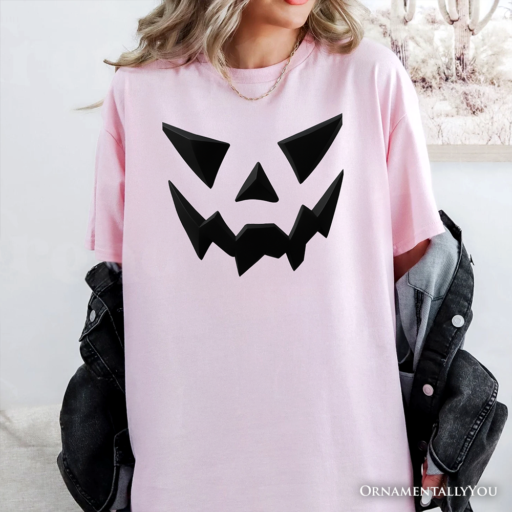 Scary Pumpkin Face T‑Shirt, Minimalist Tee with Spooky Flair