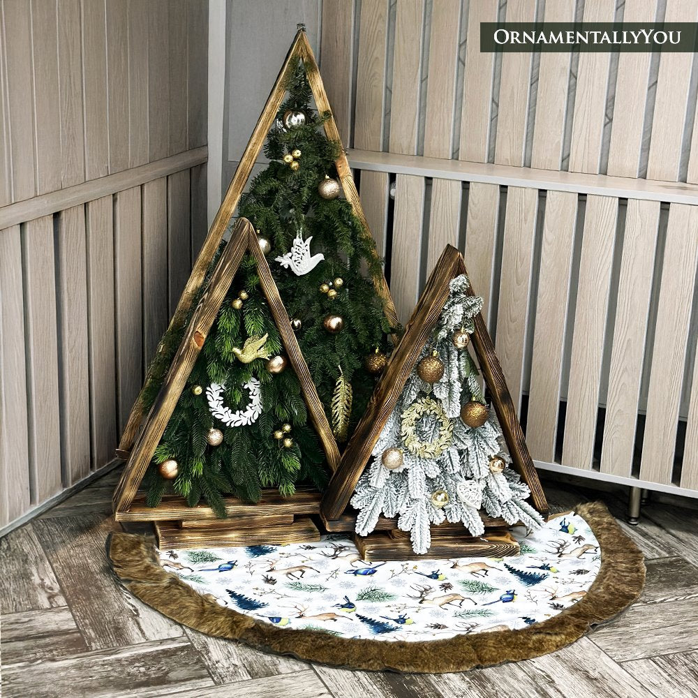 Rustic Nature Pattern Elegant Vintage Christmas Tree Skirt