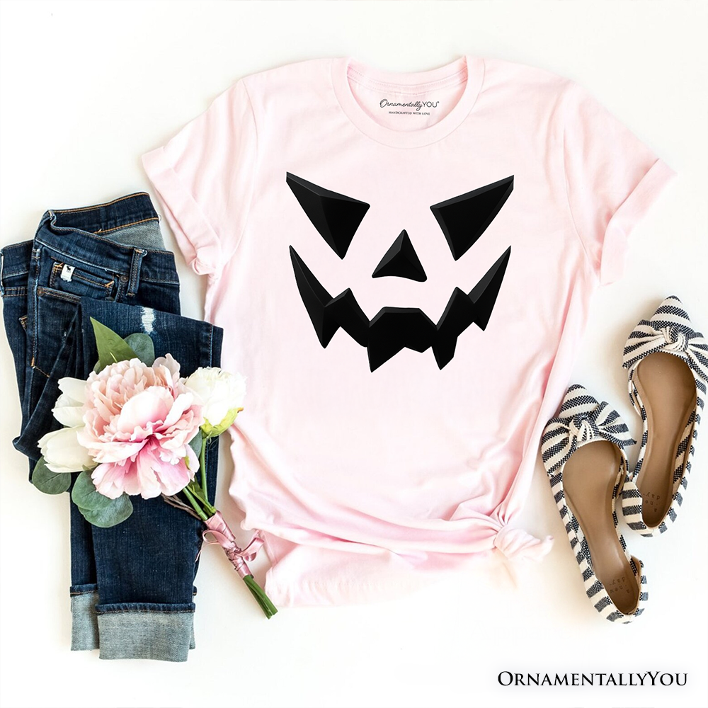 Scary Pumpkin Face T‑Shirt, Minimalist Tee with Spooky Flair