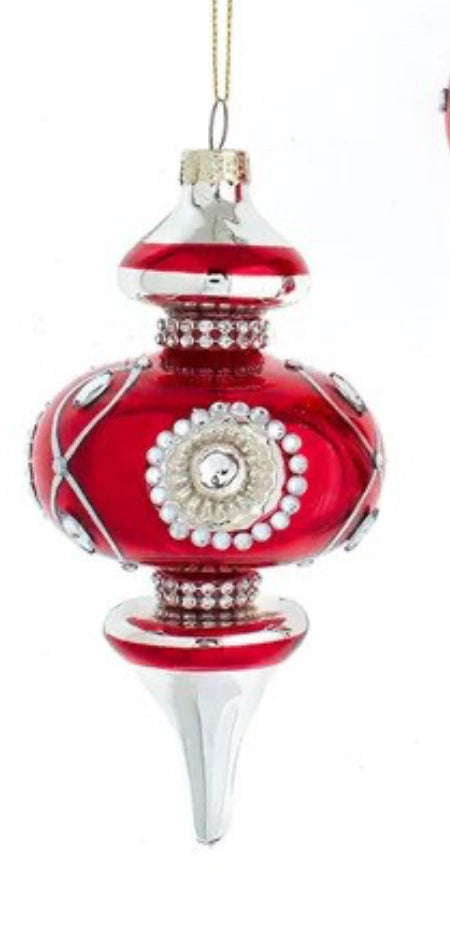 Red and Silver finial ornament