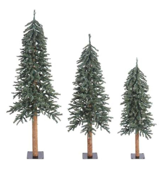 Vickerman 4', 5, and' 6' Natural Alpine Artificial 3 Christmas Tree Set with 1469 PVC Tips, unlit