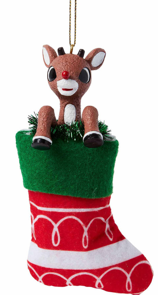 Rudolph in Christmas Stocking 4.9-inch Ornament