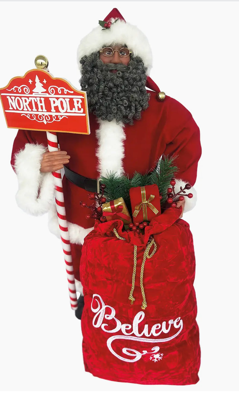 36" Black North Pole Santa