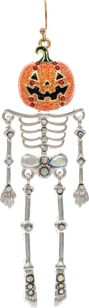 Auora Borealis Crystal Pumpkin Head Skeleton Earring