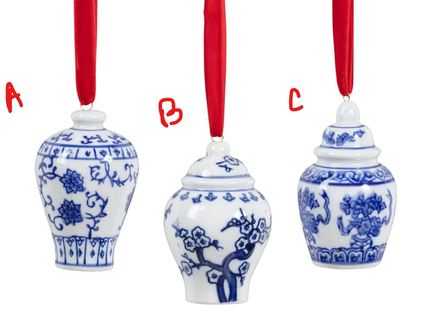 Chinoiserie Ginger Jar Ornament, 3 Assorted Styles