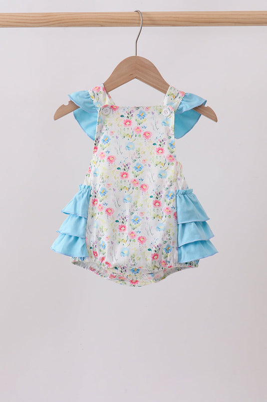 Blue Floral Ruffle Bubble