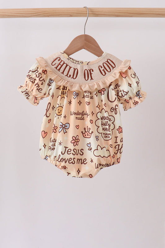 Child of God Smocked Ruffle Bubble