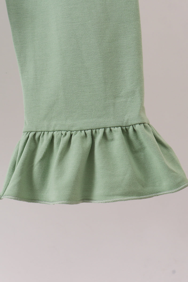 Sage Bow Ruffle Pants Set
