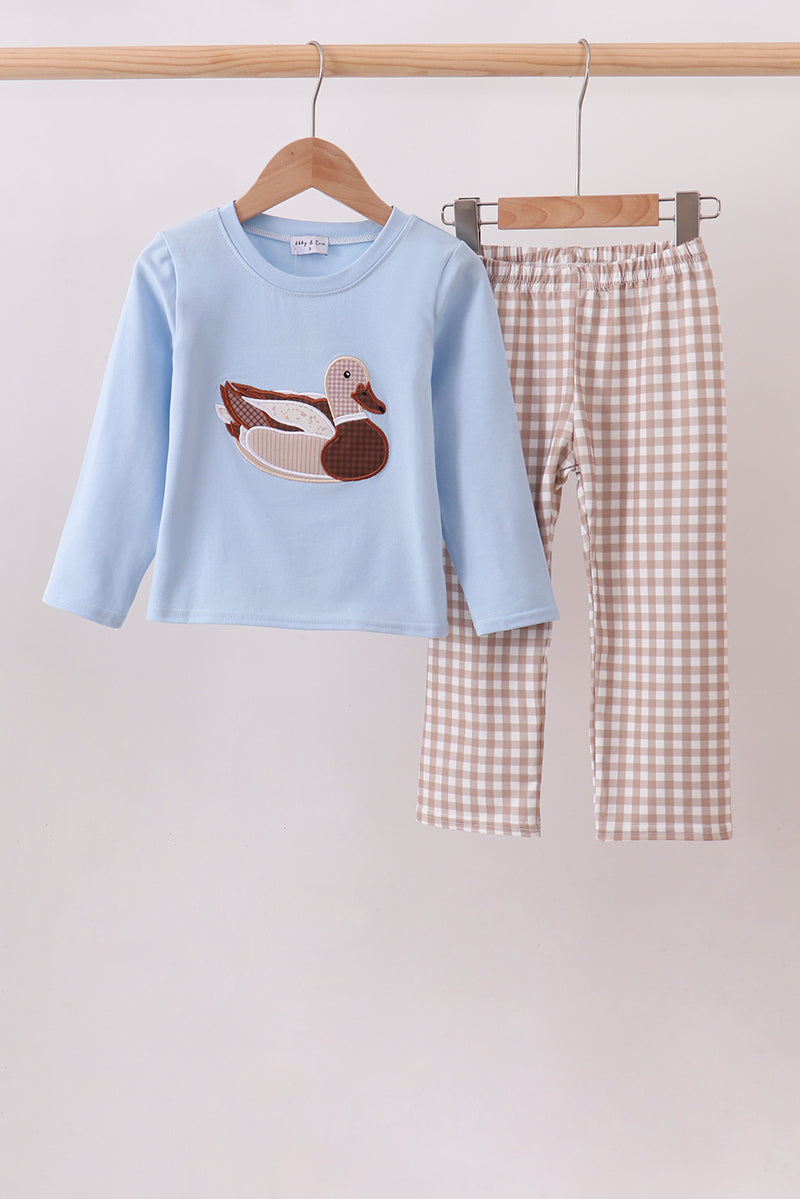 Blue Mallard Applique Pants Set