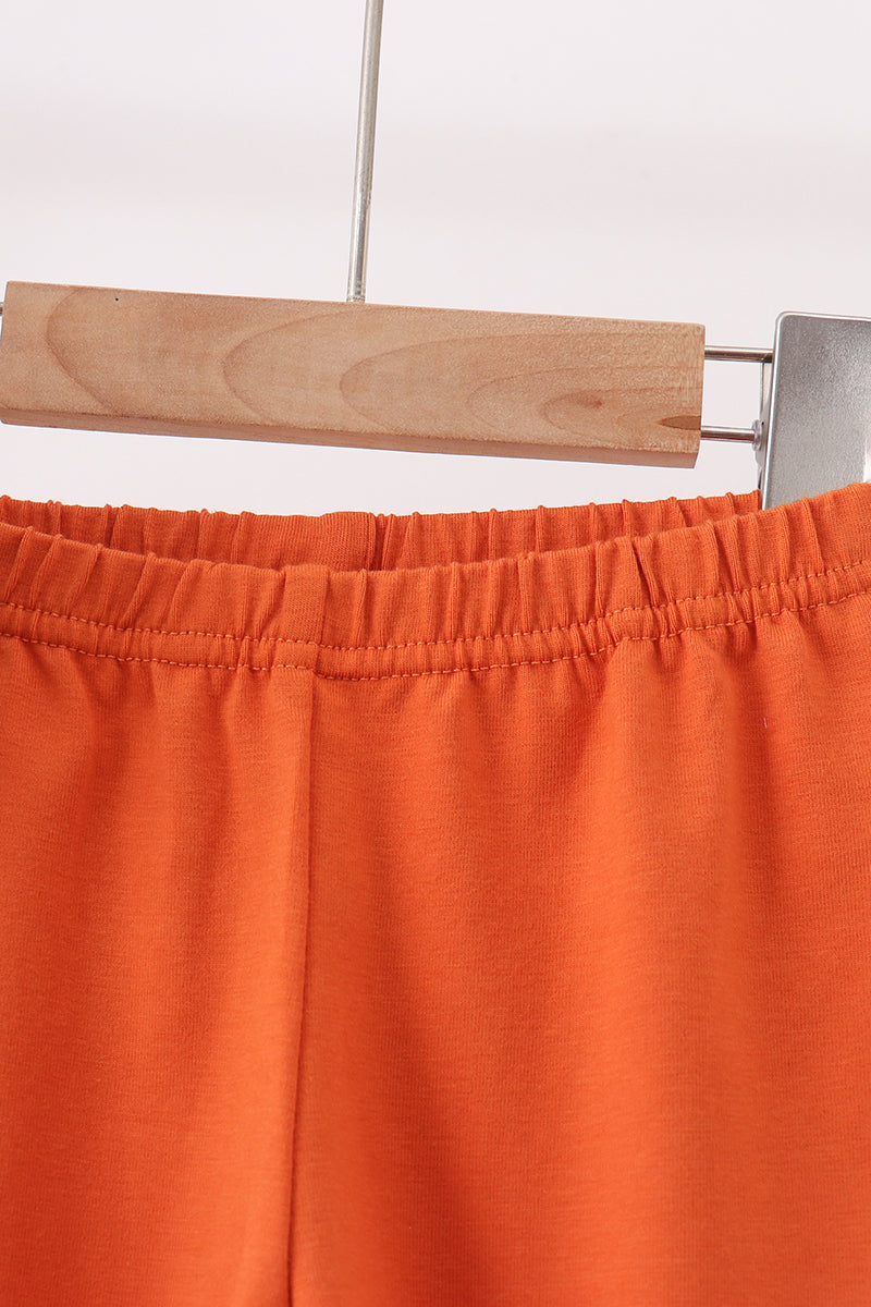 Orange Ghost Embroidery Ruffle Pants Set