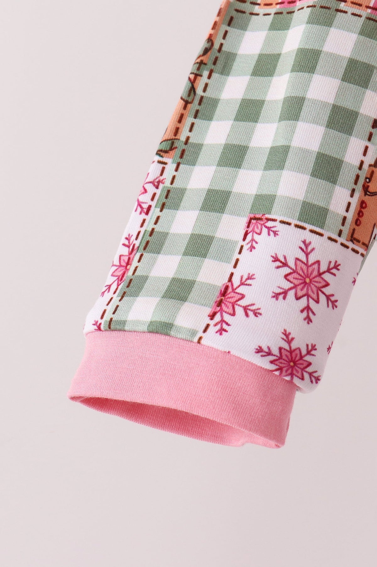 Pink Gingerbread Checkered Bamboo Pajama Set
