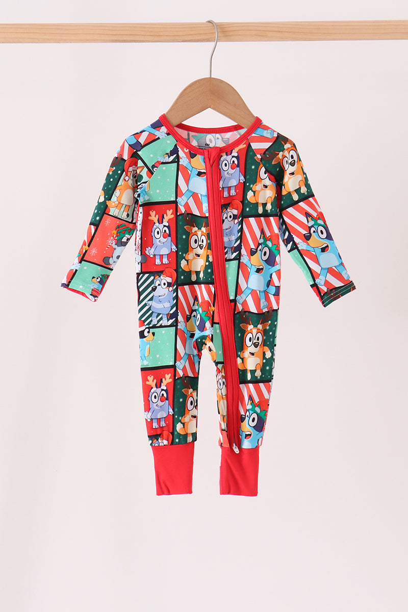 Red christmas bluey bamboo romper