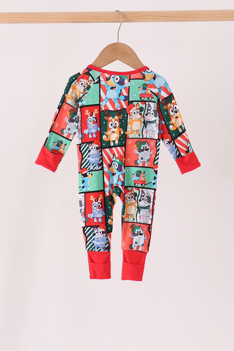 Red christmas bluey bamboo romper