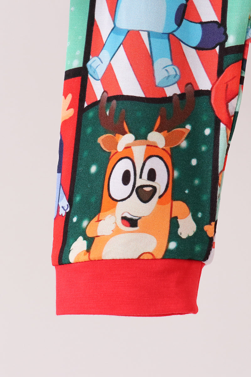 Red christmas bluey bamboo pants set