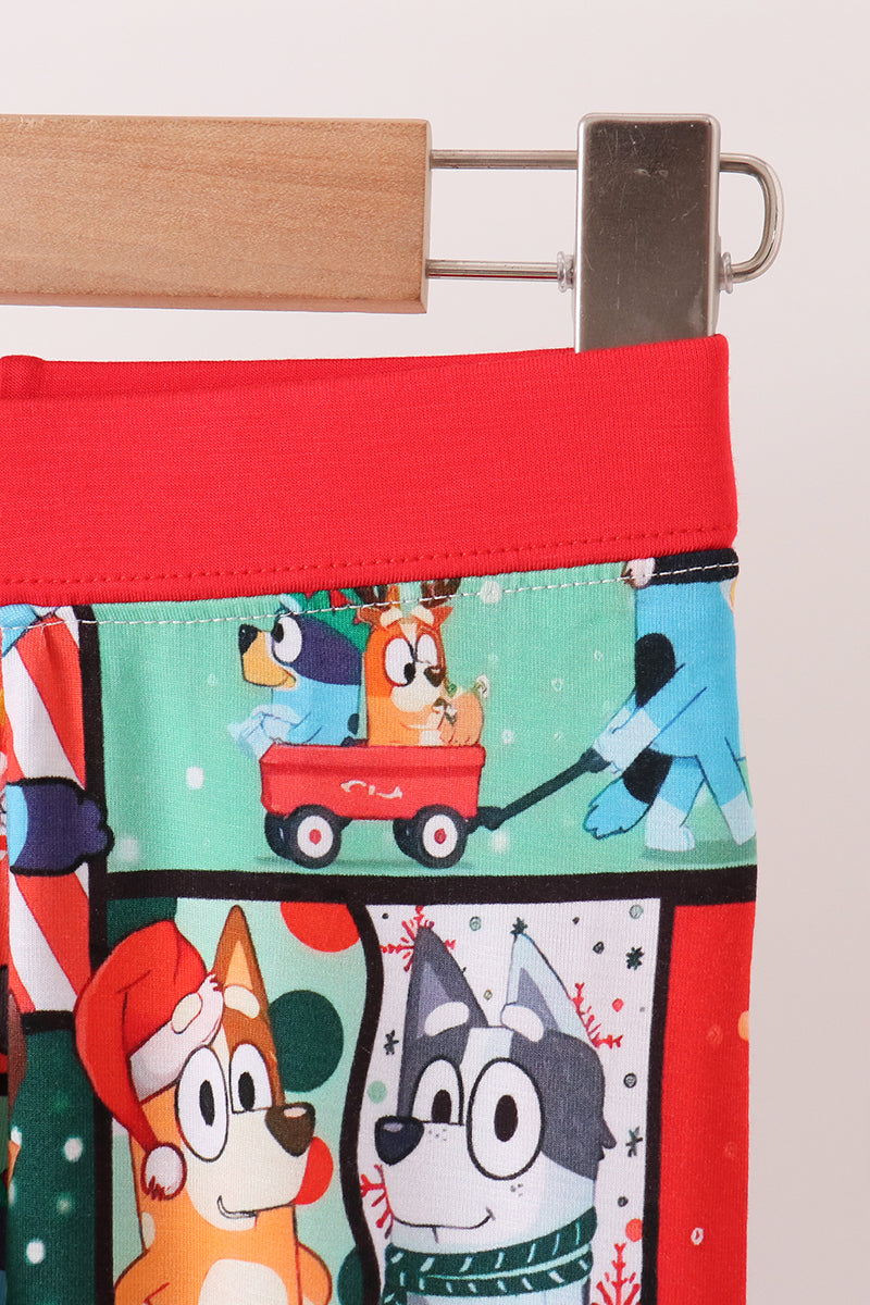 Red christmas bluey bamboo pants set