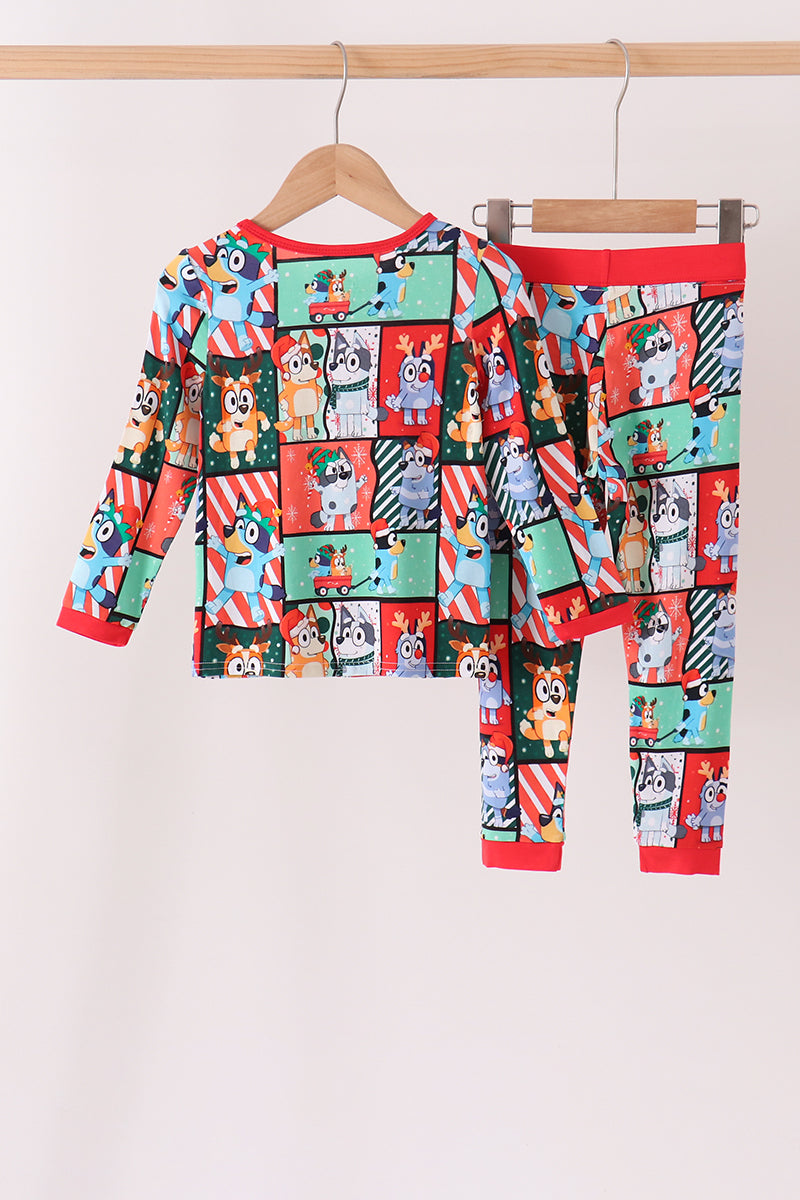 Red christmas bluey bamboo pants set