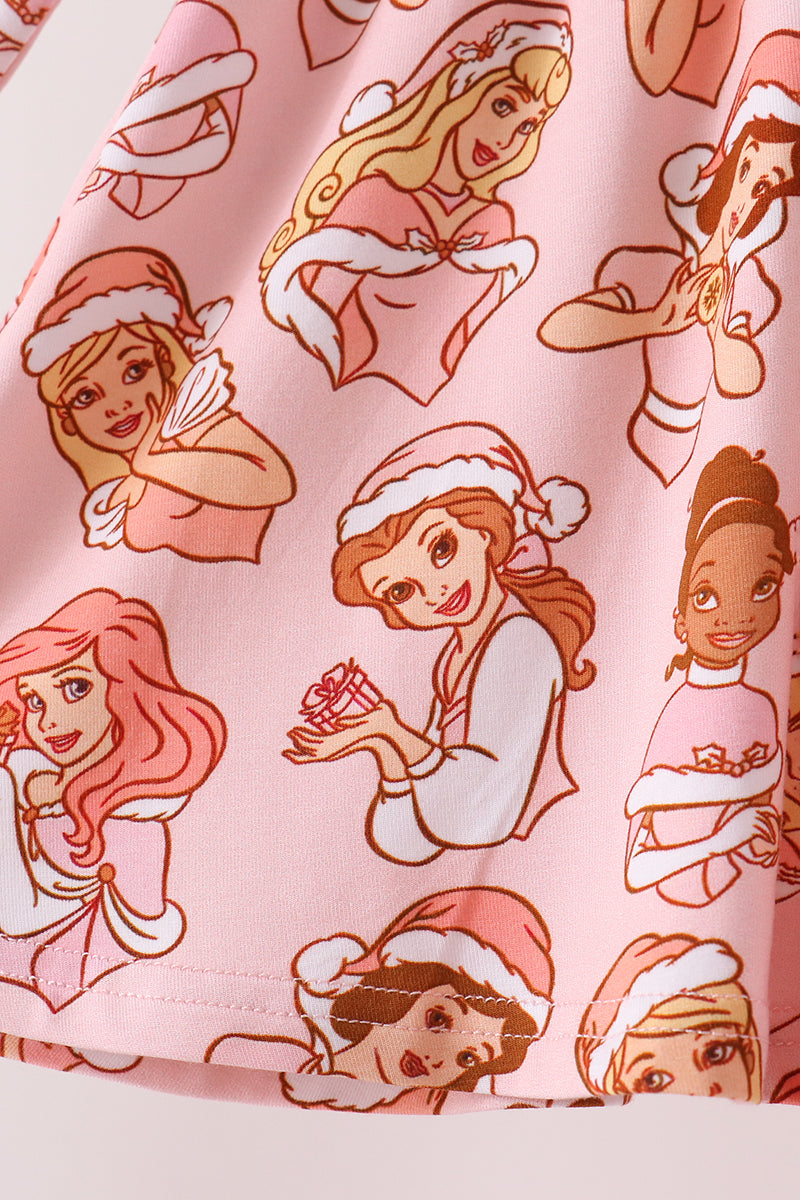 Pink princess print bamboo pants set