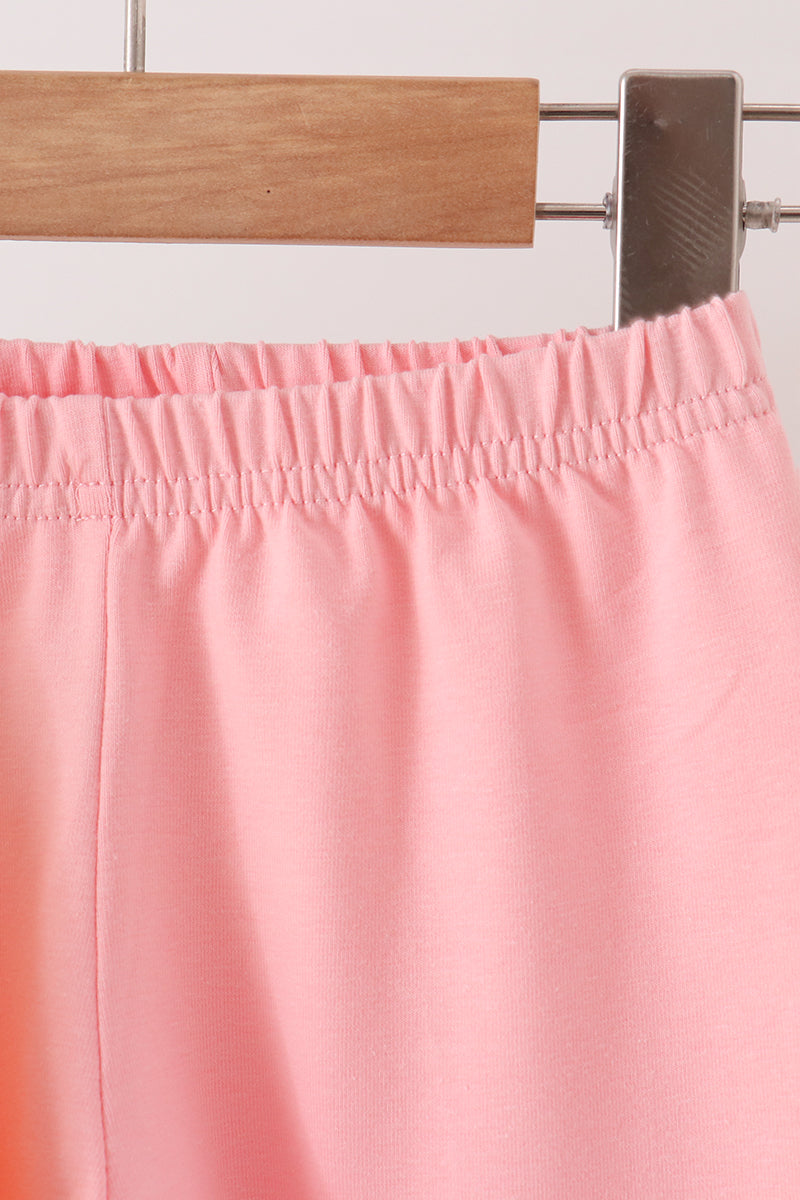 Colorblock character applique ruffle pants set