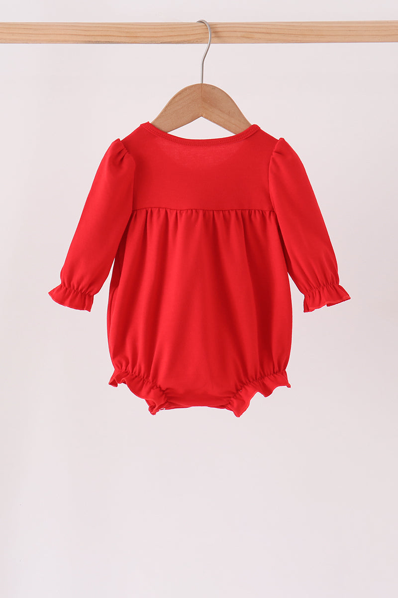 Red christmas character applique ruffle bubble