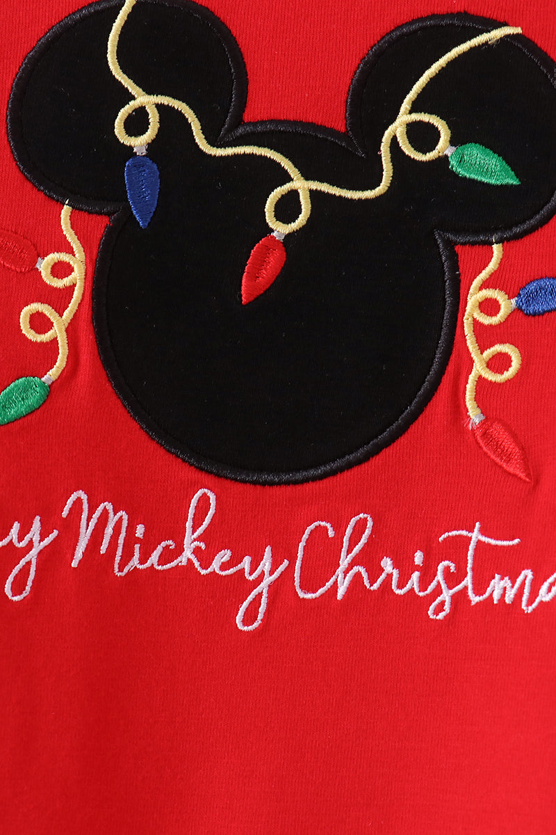 Red christmas character applique romper