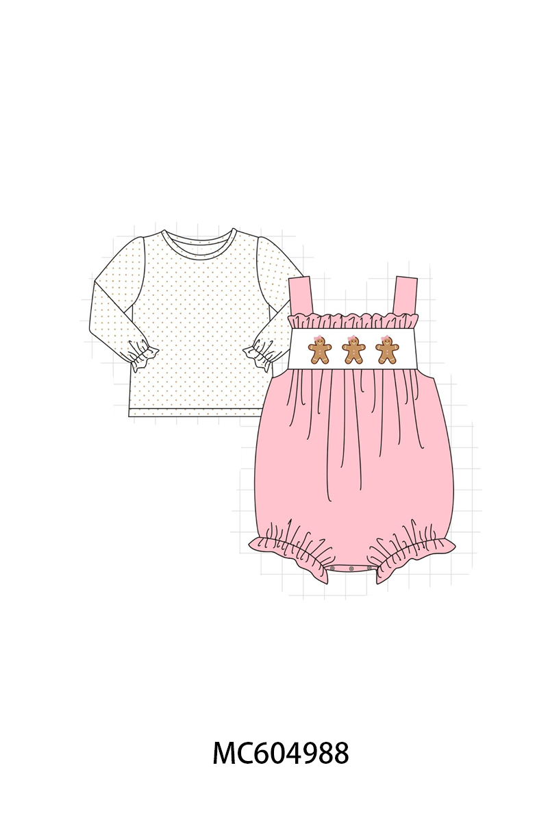 Pink Gingerbread Embroidery 2pc Set