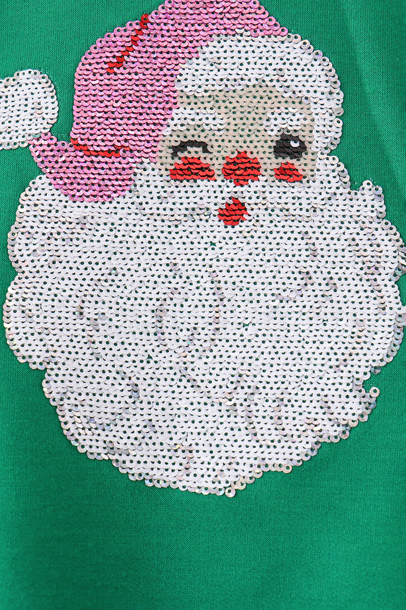 Green Santa Sequin Mom&me Top