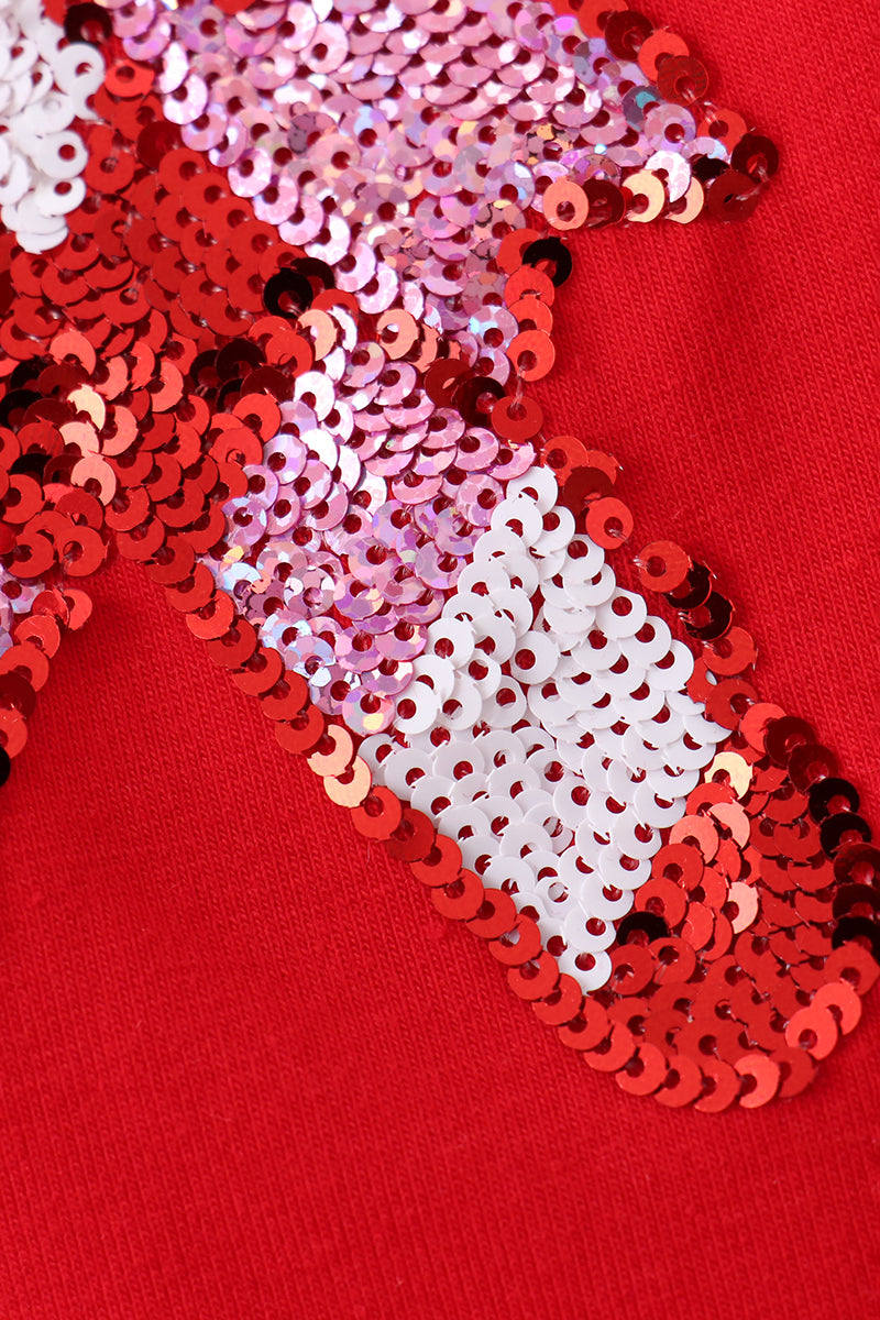 Red Candy Cane Sequin Ruffle Dress