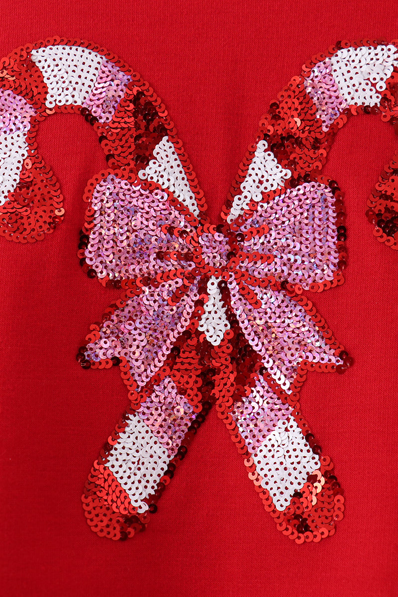 Red Candy Cane Sequin Top