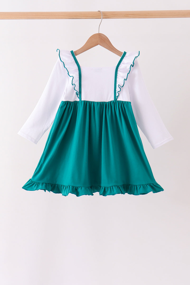 Forest Nativity Embroidery Ruffle Dress