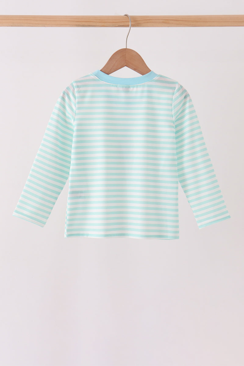 Mint Nutcracker Embroidery Stripe Top