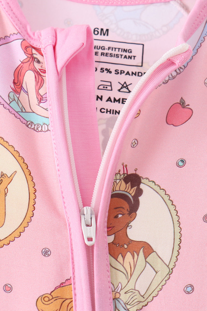 Pink Princess Zipper Bamboo Romper