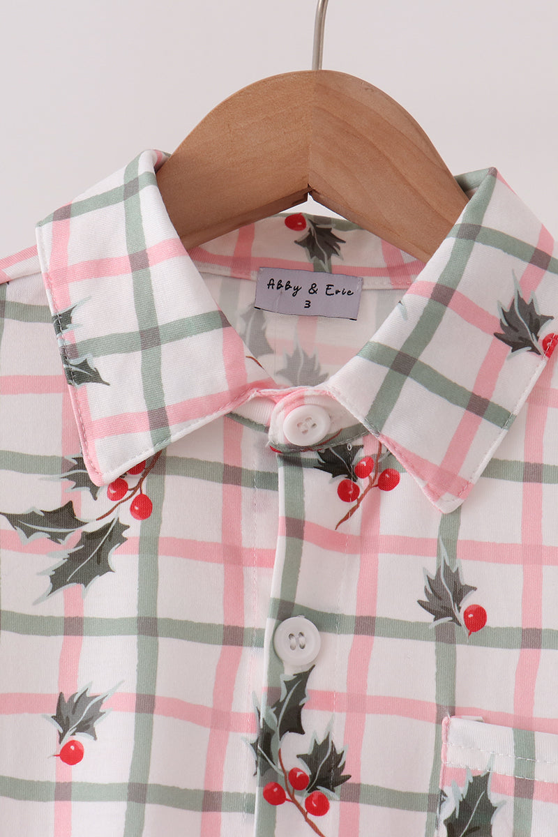 Red Holly Button Down Shirt