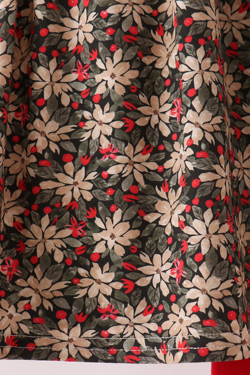 Red Floral Smocked Pants Set