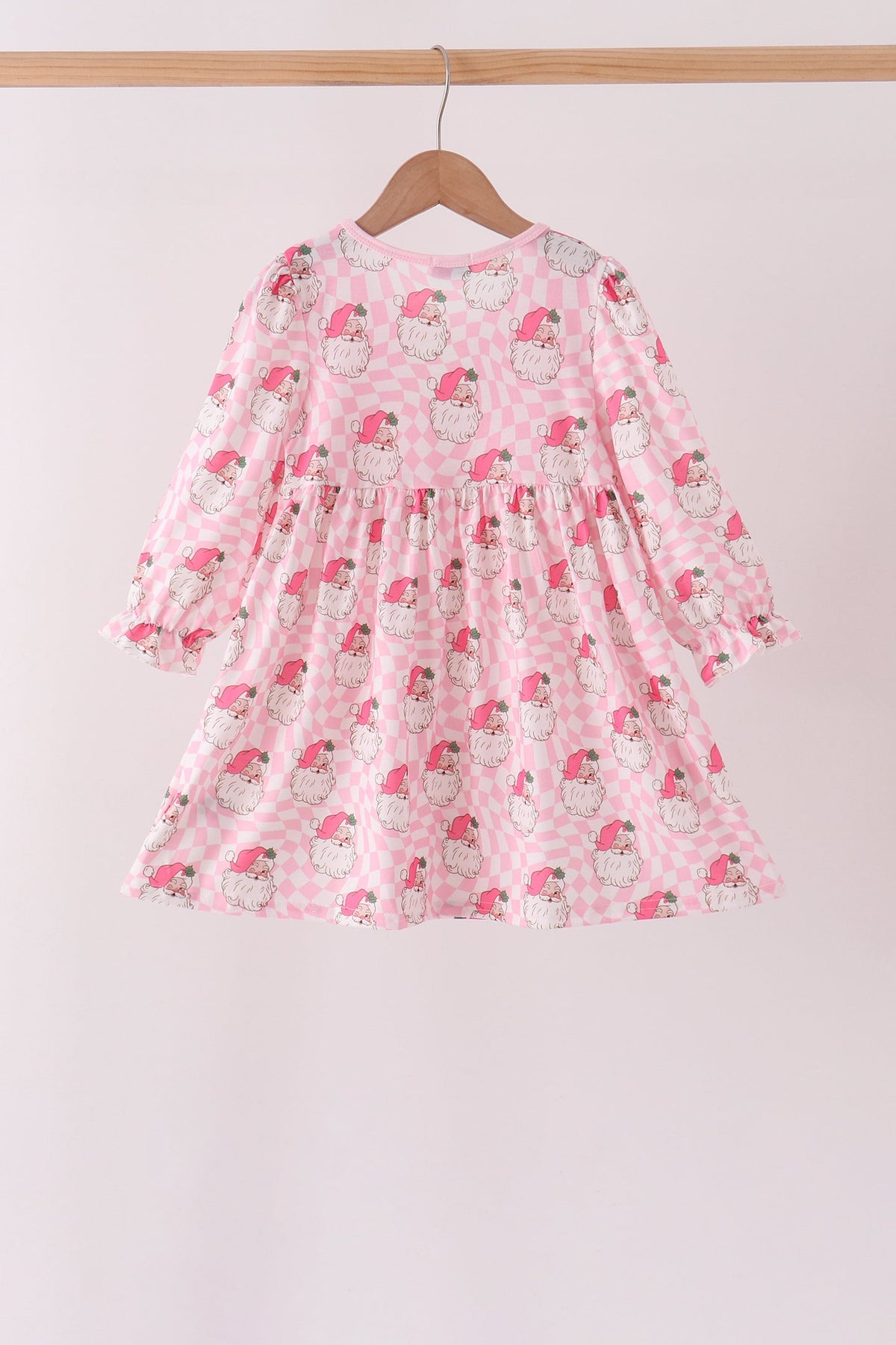 Pink Santa French Knot Ruffle Dress