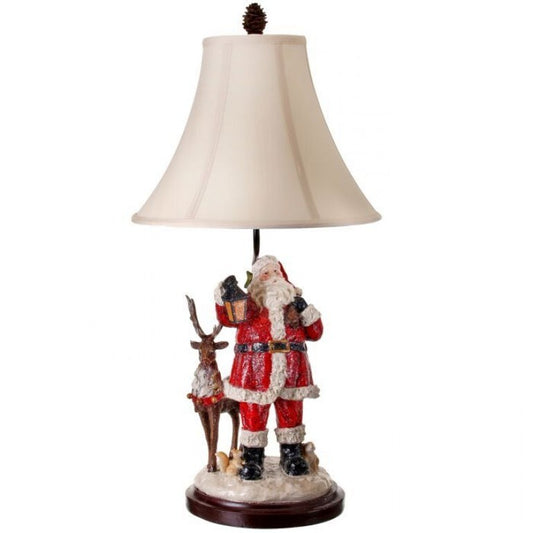 29" RESIN SANTA W/FOREST FRIENDS LAMP
