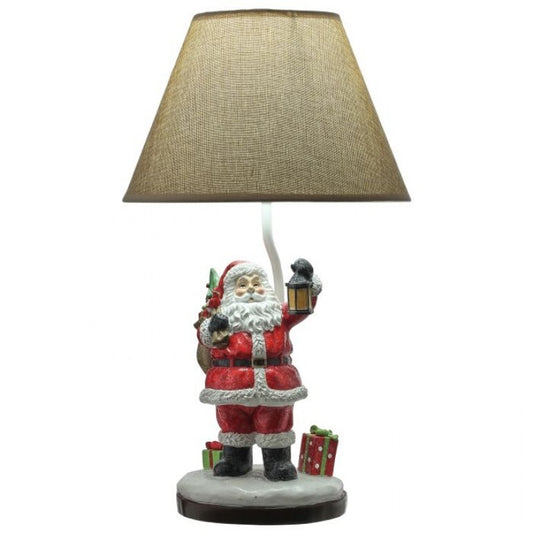 19" RESIN CHEERFUL SANTA LAMP