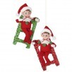 9" GLITTER LADDER W/PIXIE ELF ORNAMENT