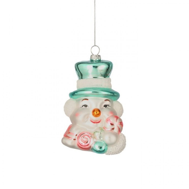 5" GLS SNOWMAN W/SWEETS ORNAMENT