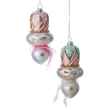 6" GLS CAKE SNOWMAN FINIAL ORNAMENT