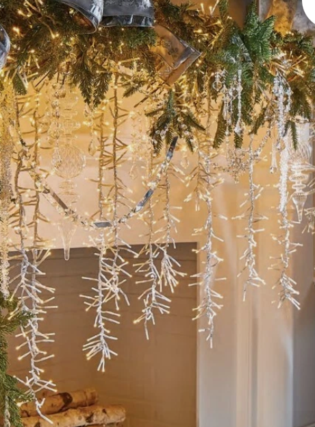 10' CLEAR WIRE FLOWING CLUSTER w/960 WARM WHITE LIGHTS w/REMOTE NEW RAZ L4037042