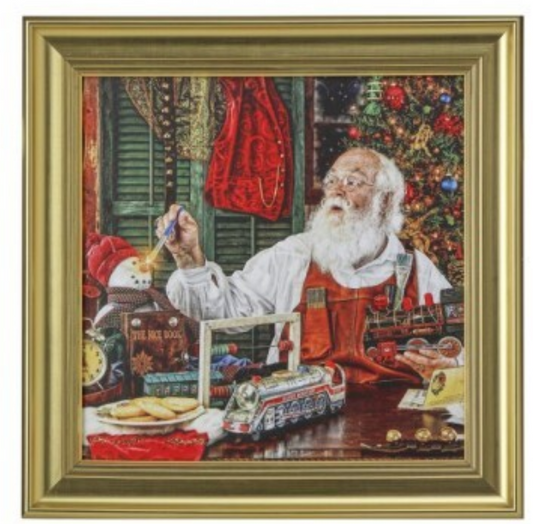 16"X16" FRAMED WORKSHOP SANTA PAINTING