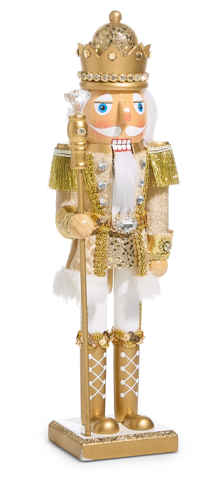Glitter Gold Nutcracker 15"