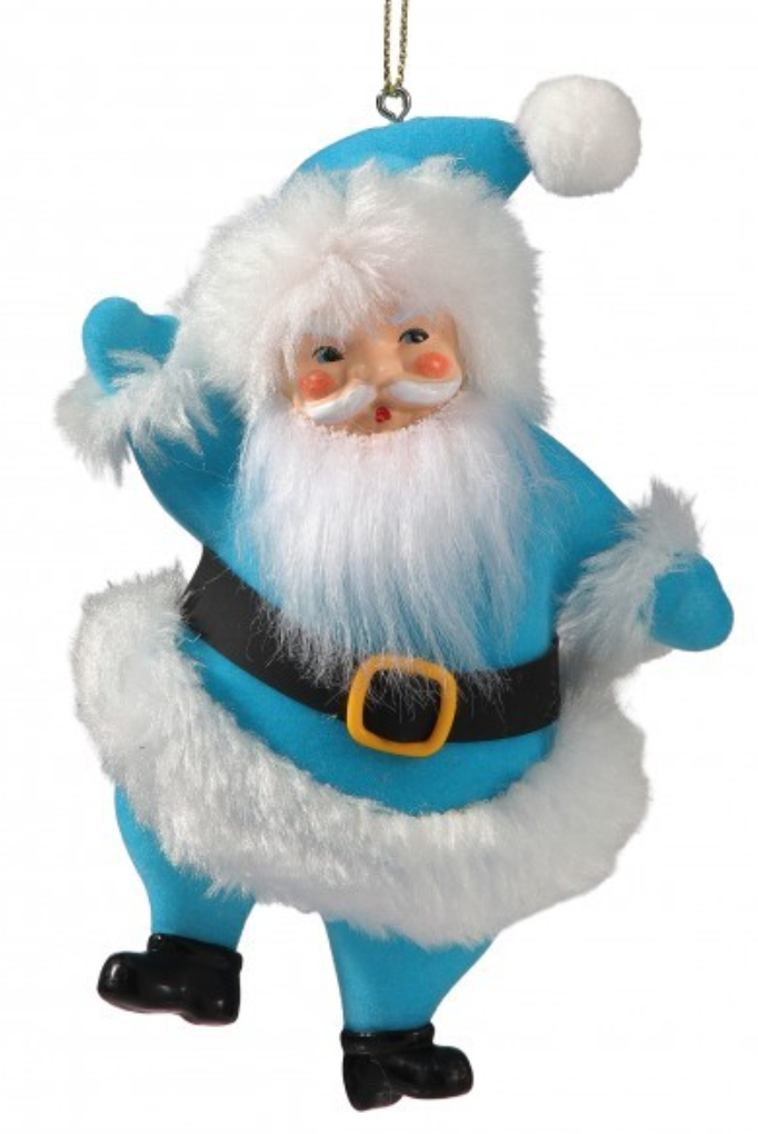 5.5"PVC OLD FASHIONED SANTA ORNAMENT - Blue