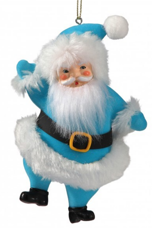 5.5"PVC OLD FASHIONED SANTA ORNAMENT - Blue