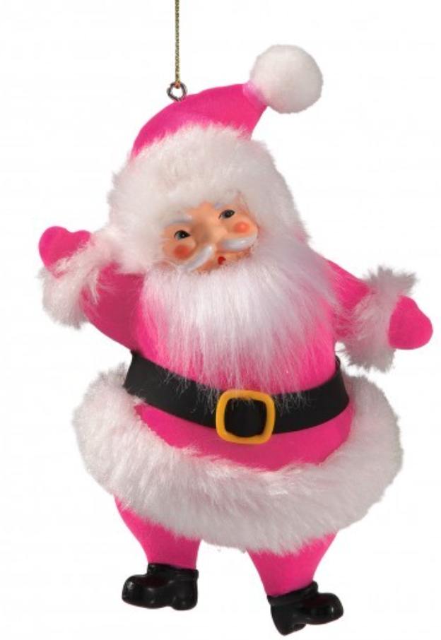 5.5"PVC OLD FASHIONED SANTA ORNAMENT - PINK