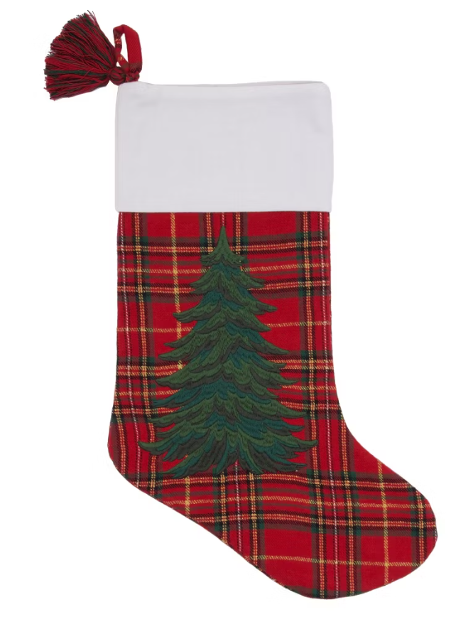 Spruce Tree Plaid Christmas Stocking